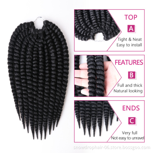 Senegalese Twist Braided Locs Synthetic Pre Stretched Hair Extension Ombre Color Crochet Box Braid Kids Braiding Hair